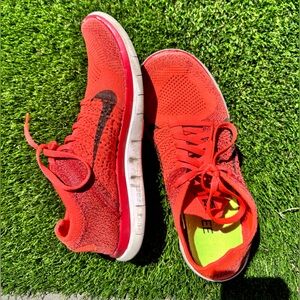 Nike FREE FLYKNIT Hot Red 8.5 men Running Shoes